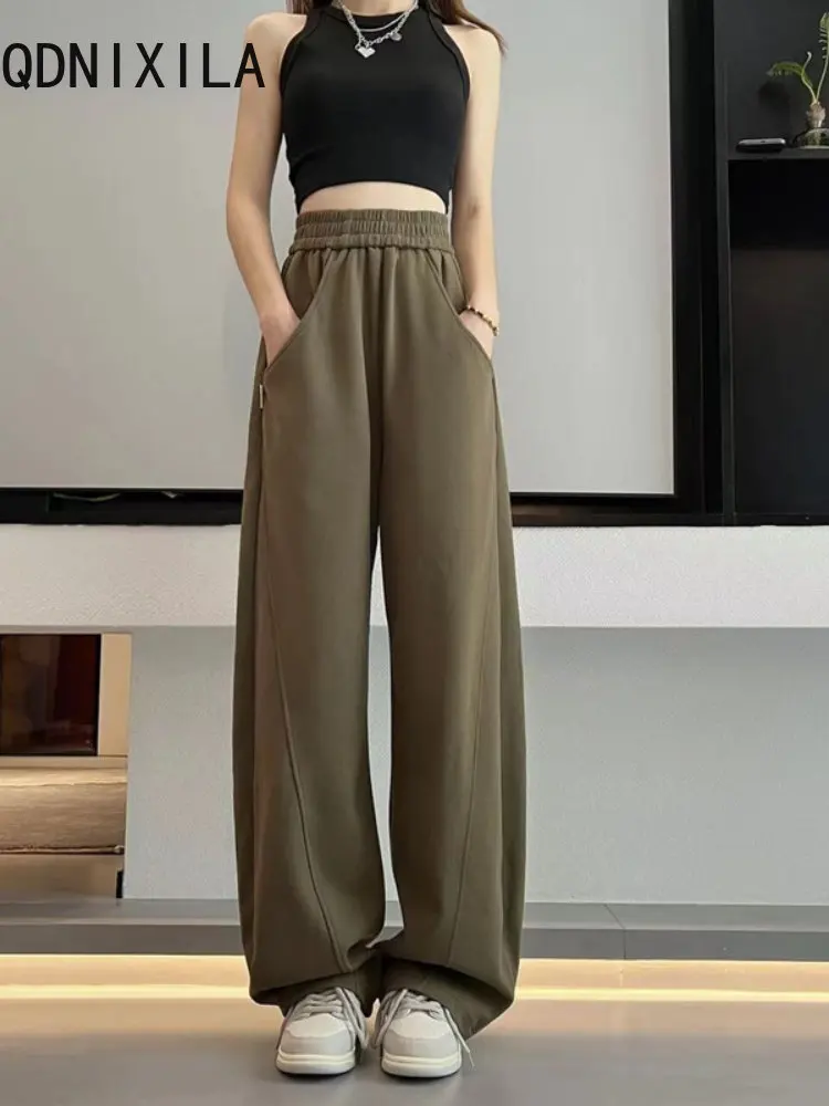 

Spring Autumn New Streetwear Women Style Floor Pants Hot Girl Red Wide Leg Pants Women's Minor Design Casual Sweatpants Clothes