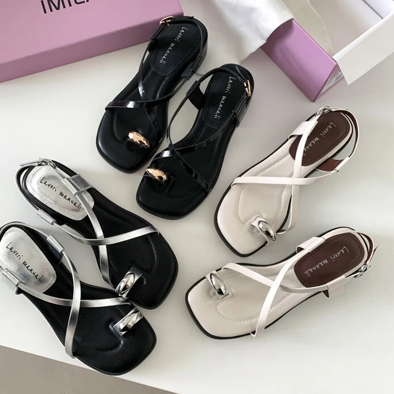 JOZHAMTA новые женские сандалии из натуральной кожи на низком каблуке Летняя женская