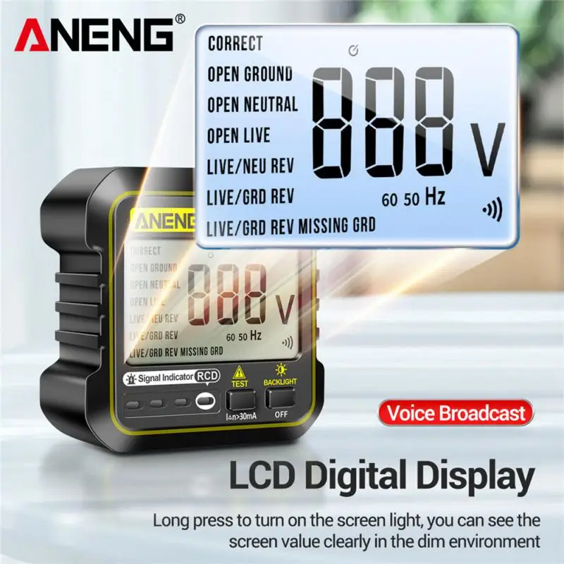 

AC28 Digital Display Socket Tester US EU Plug Polarity Phase Detector Voltage Test Multi-function Electroscope