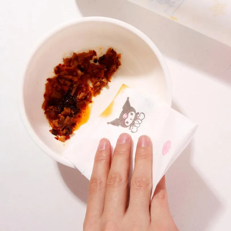 Miniso Sanrios Cinnamoroll Kuromi Multi-Purpose Kitchen Printing Disposable Thick Suction Water-Absorbing Oil-Absorbing Lazy Rag |