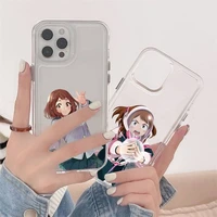 ochaco uraraka my hero academia anime phone case transparent soft for iphone 12 11 13 7 8 6 s plus x xs xr pro max mini