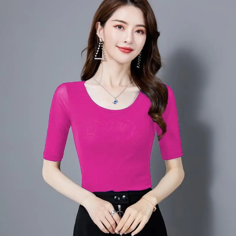 Черный сетчатая футболка из полиэстера