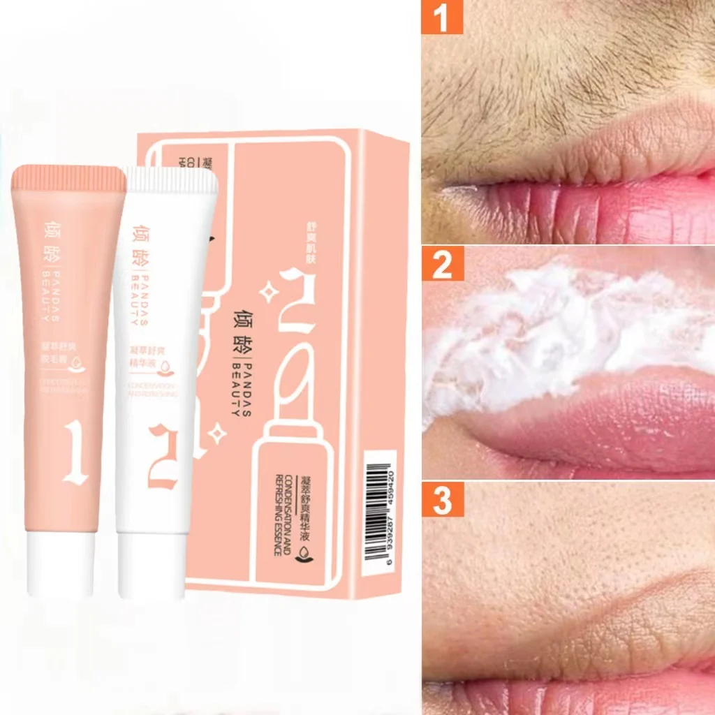

2pcs Facial Hair Removal Cream Depilatory Men's Women's Delicate all-in-one Lip Set Fast And Gentle Stimulation Beauty Health