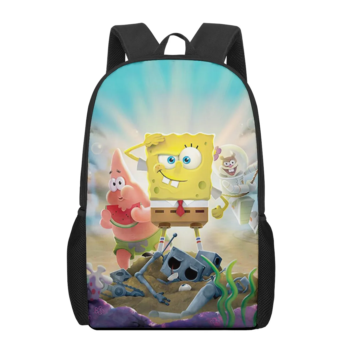 SpongeBobs cute Cartoon Print Men Backpack Kids Boys Rock Roll Backpacks School Bags for Teenage Daily Bagpack Book Bag Packs Bo