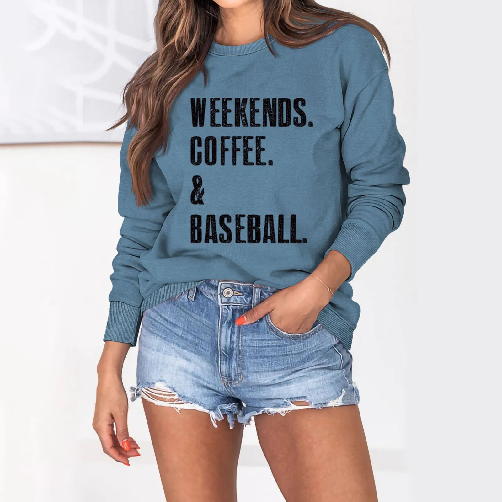 

Women's Casual And Comfortable Letter Printed Round Neck Fashion Long Graphic European Style