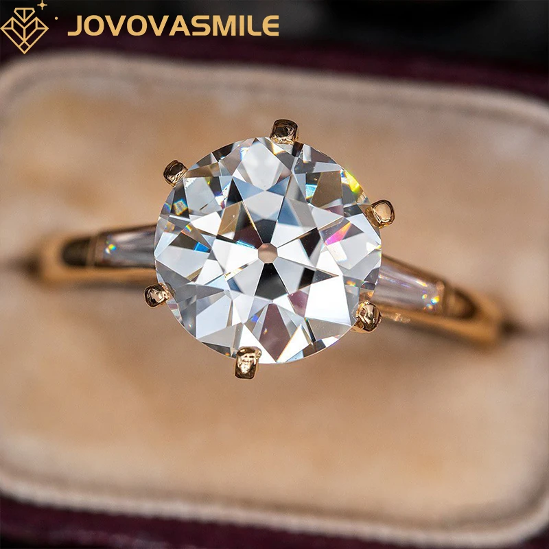 JOVOVASMILE Vintage Moissanite Ring Jewelry Women 3 Carat Old European Cut 18k Gold Anillos Accessories For Wedding Engagement