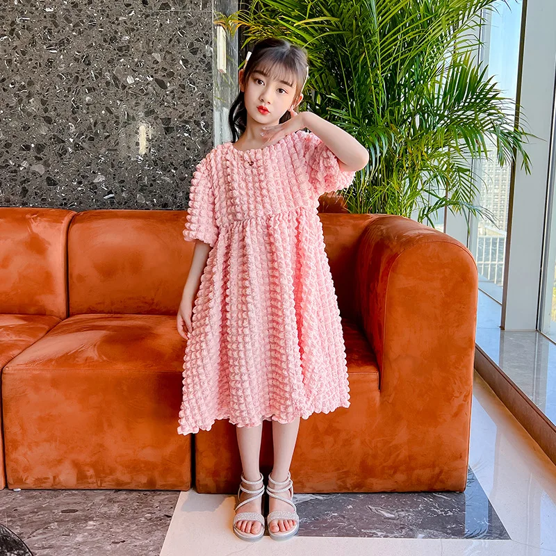 

Платье для маленьких девочек, модное летнее платье принцессы с коротким рукавом и пузырьками, элегантная детвечерние одежда для вечеринки, ...