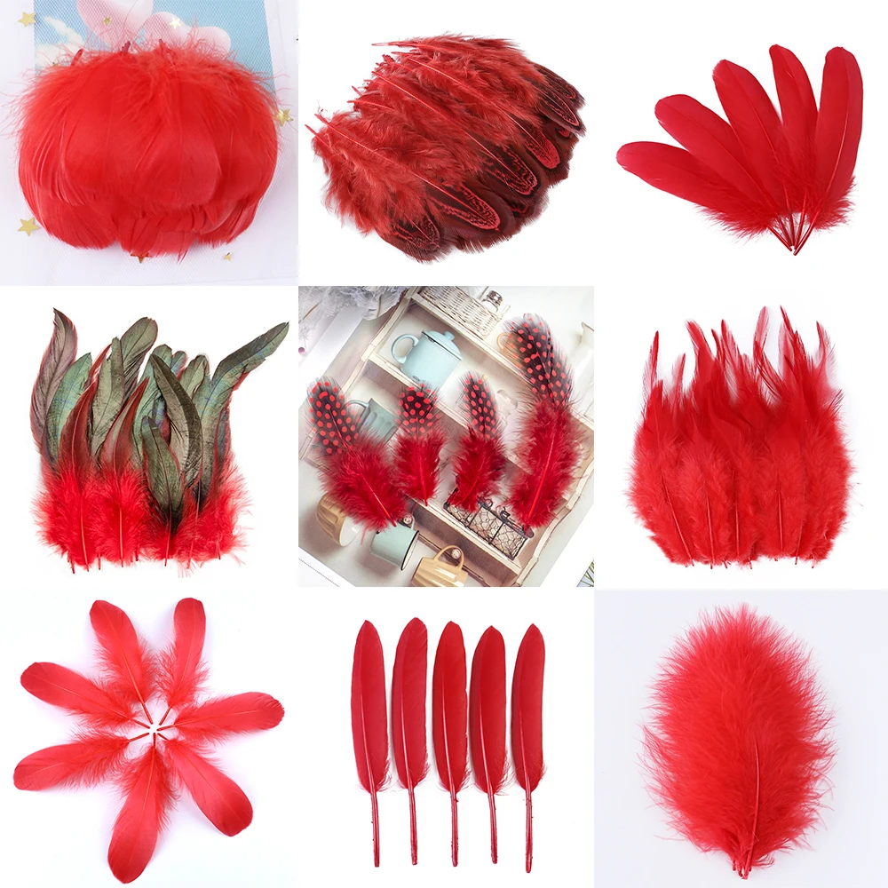 

20 шт. красный индейка куриные перья гусь петух Plumas для DIY ремесел ювелирные украшения головной убор украшения Ловец снов аксессуары