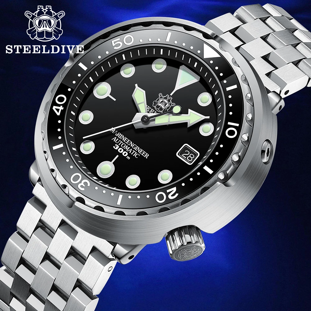 

Часы наручные STEELDIVE Мужские автоматические, швейцарские светящиеся механические с автоподзаводом, водонепроницаемость 30 АТМ, для дайвинга