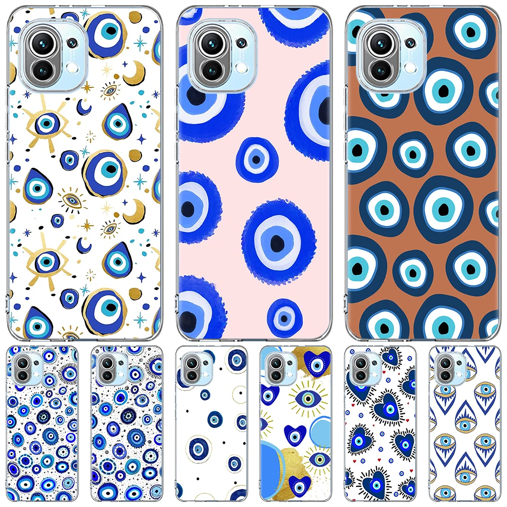 

Blue Evil Eye Phone Case for Xiaomi Mi 11 Ultra 12 11T 10T 9T Pro Note 10 9 SE A2 CC9 8 Lite 10S Silicone Clear Soft Cover