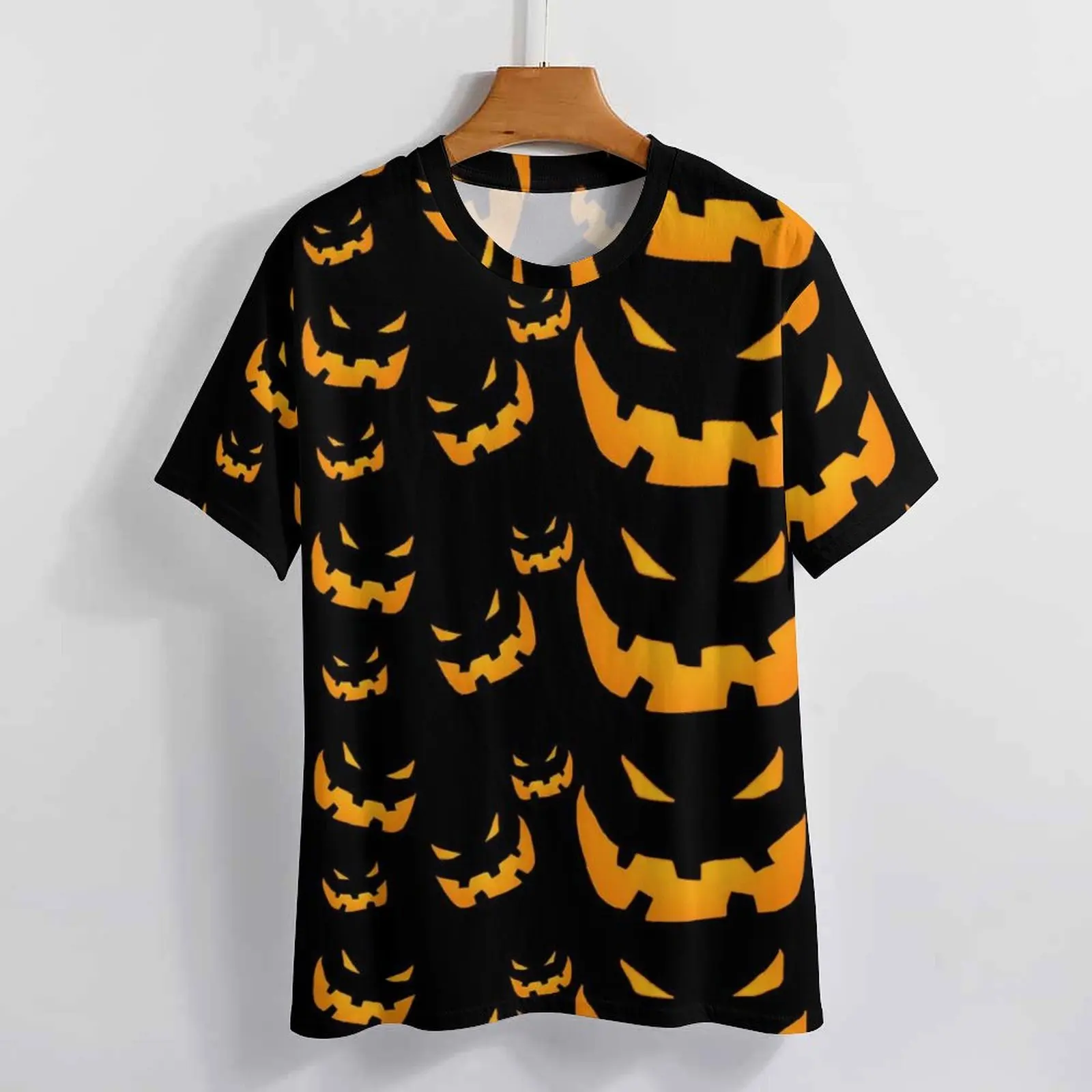Grinning Pumpkin T-Shirt Halloween Print Cool T Shirts Man Y2K Tee Shirt Summer Short Sleeve Custom Tops Plus Size 6XL images - 6
