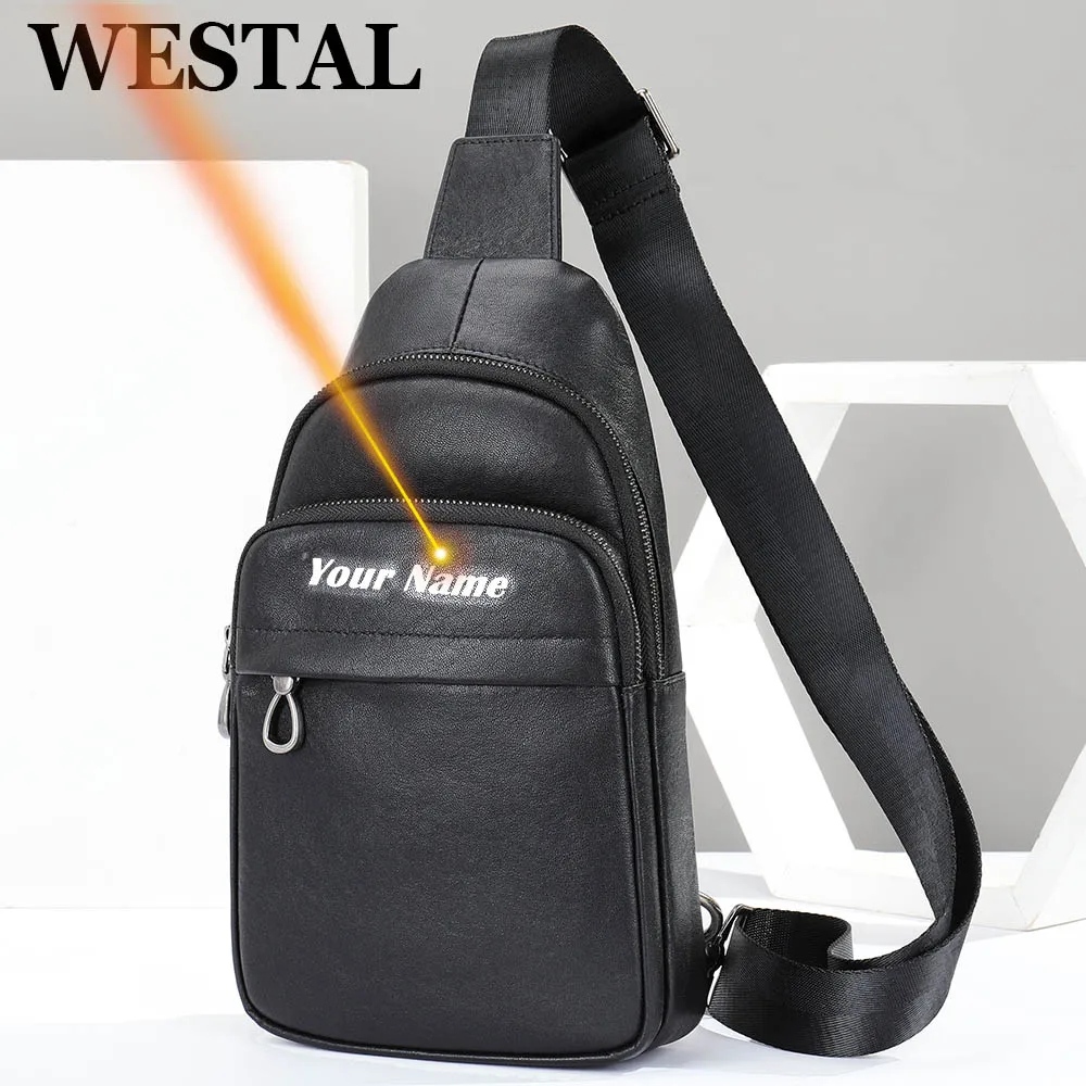 

WESTAL, натуральная кожа, мужская сумка на ремне, высокое качество, кожаная нагрудная сумка, черная сумка-мессенджер через плечо, сумка для путешествий, нагрудная сумка 911