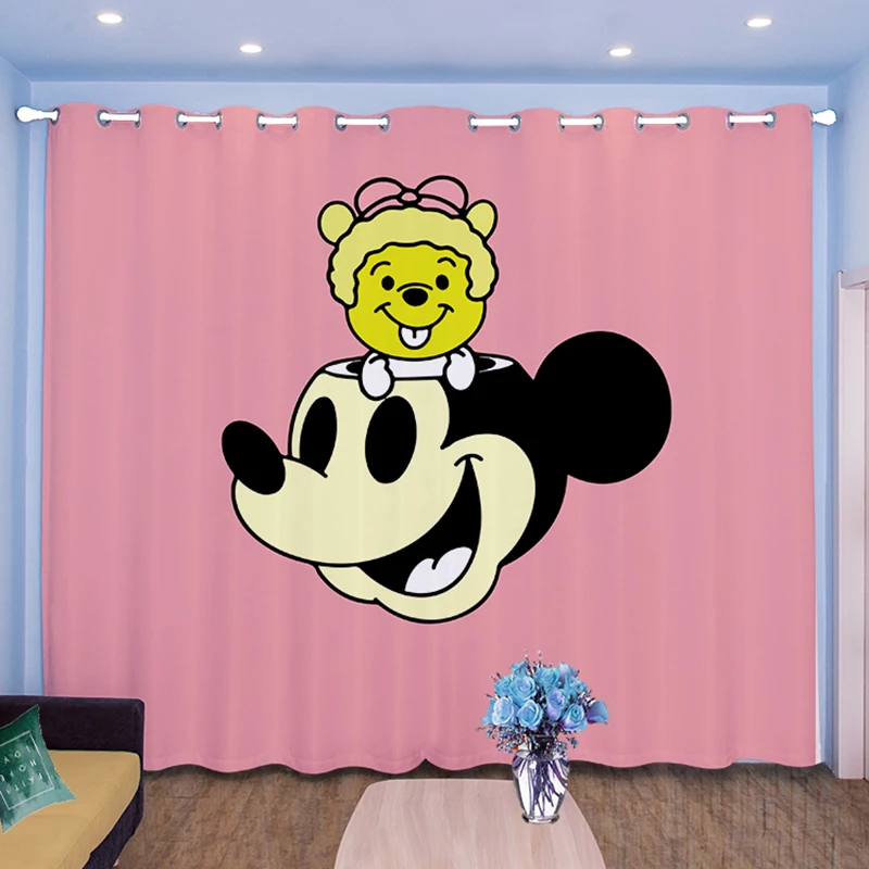 

New Arrival Disney Minnie Mouse Window Curtains for Living Room Custom Curtains for Bedroom Shading Curtain Home Decoration