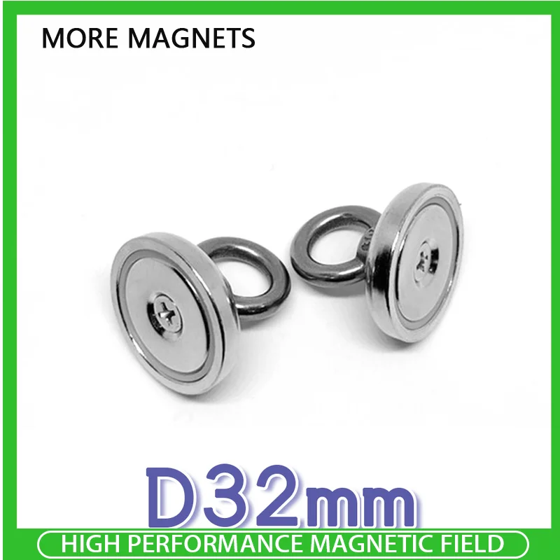 

1/2/5/10/15PCS D32mm Neodymium Magnet NdfeB Super Powerful Strong Permanent Magnetic Treasure Hunting Underwater Fishing Magnets