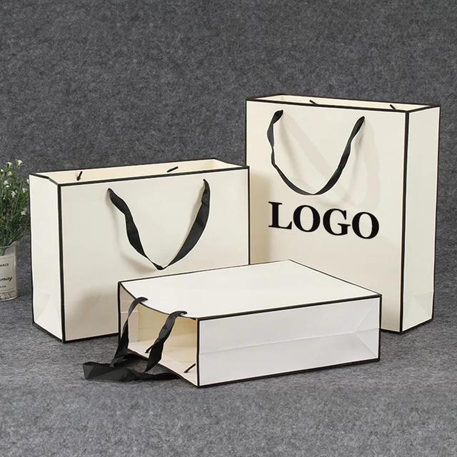 5 Pcs Custom Logo Kraft paper bag handbag clothing store handbag clothes  shoebox bag wig package bags wedding gifts packages - AliExpress