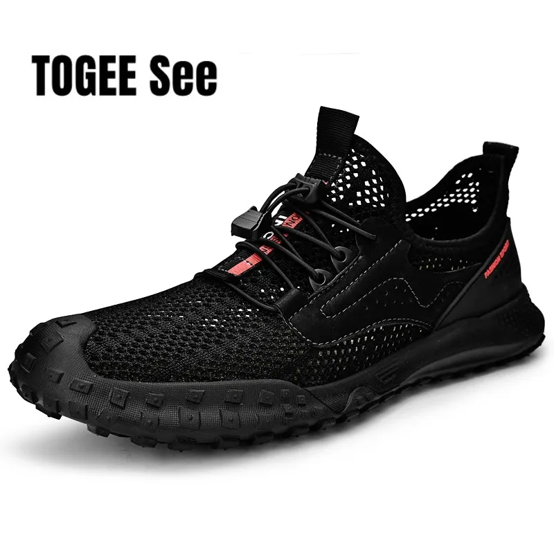 

Мужские дышащие кроссовки, сетчатые, Нескользящие, удобная мягкая повседневная обувь, без шнуровки, спортивные мокасины для прогулок, лето