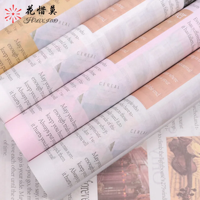 

Цветочные упаковочные материалы, крафт-бумага, ретро упаковочная бумага, воск, цвет женской газеты, цветочный букет, упаковочная бумага