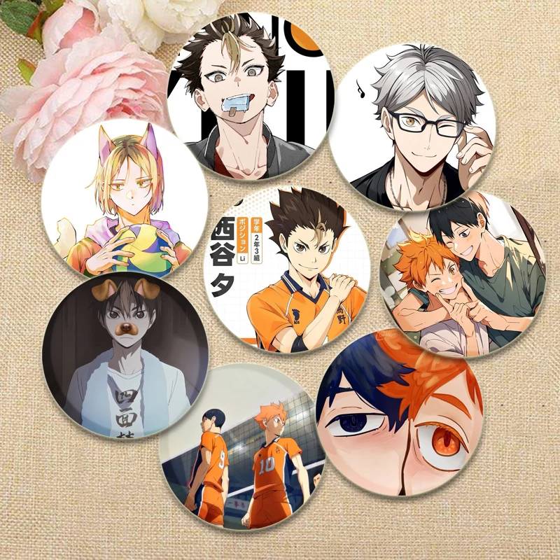Round DIY Creative Pins Accessories Anime Haikyuu!! Brooches Shoyo Hinata Tobio Kageyama Daichi Sawamura Sugawara Koushi Badge