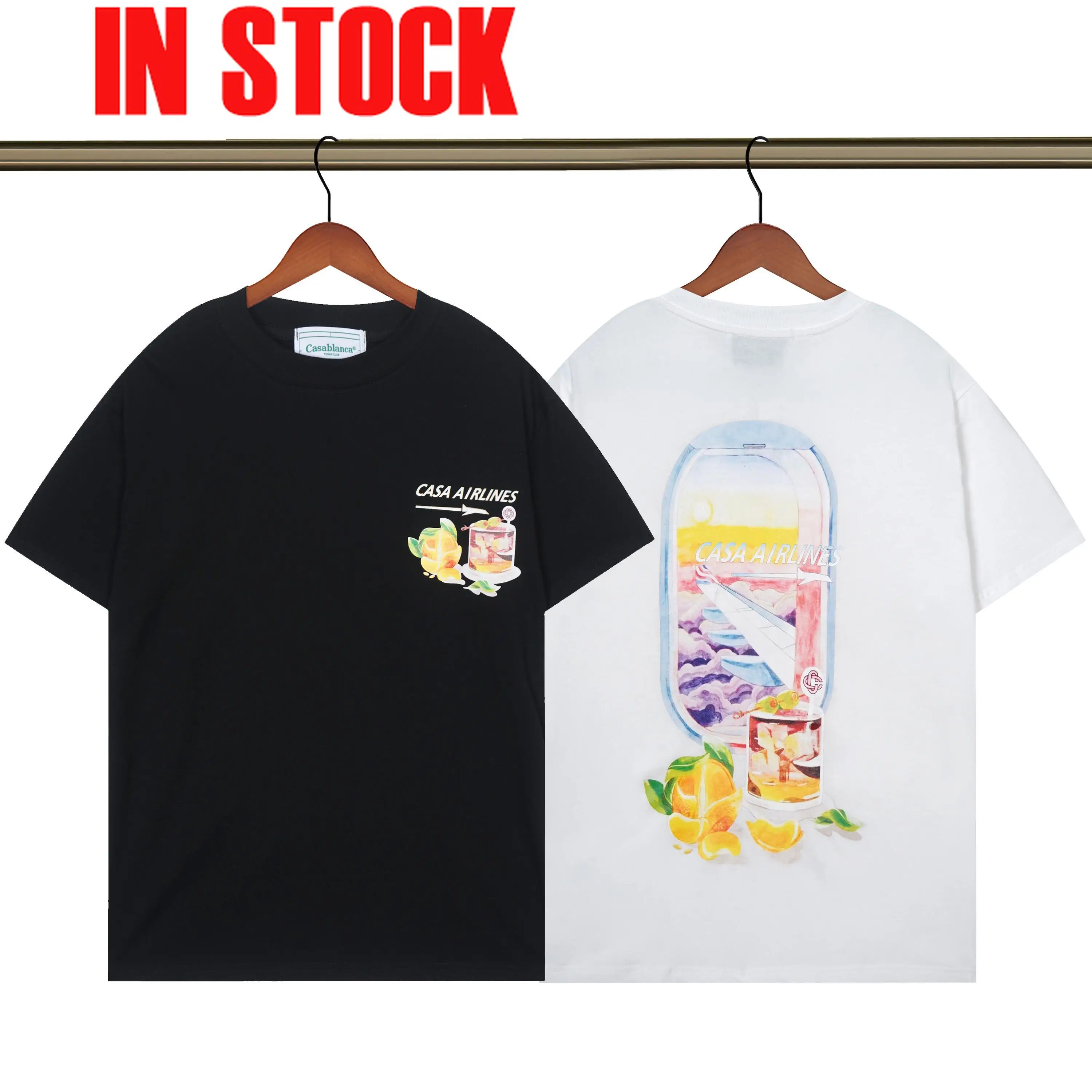 

New Casablanca 2023 Front and Back Alphabet Logo Print Printed Street T-shirt Casual Fashion Comfortable Top T-shirt