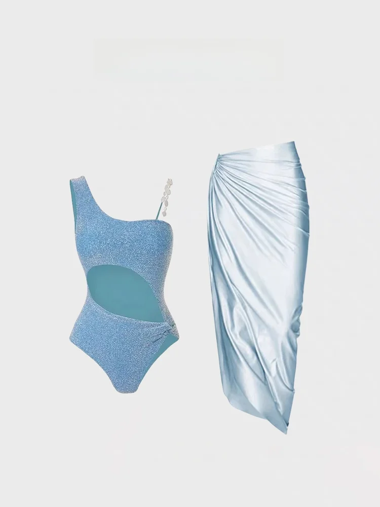 Herberly купальник женский старший ретро бикини на одно плечо для похудения живота