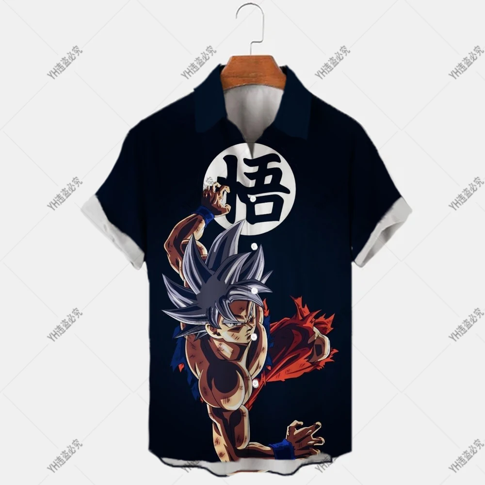 2022 Men's Super Dragon Ball Hawaiian Shirt Men's Fashion Goku Print Shirt Men's Single Breasted Shirt Cardigan Top