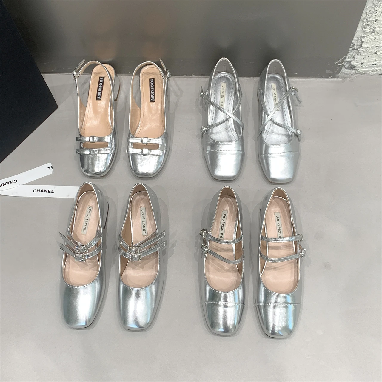 

Wedding New Design Square Toe Women Sandals Fashion Silver Shoe Ladies Dress Party Shoes Square High Heel 5cm Pumps Dancing Shoe