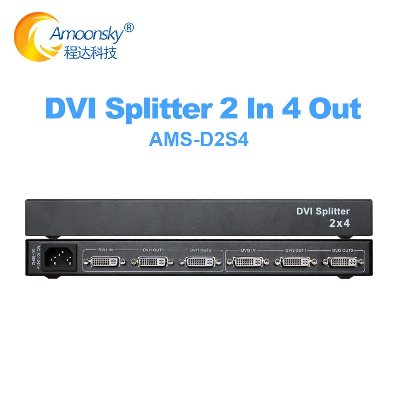 

2x4 порта DVI Split ter 2 в 4 Out разделенный видеосигнал для отображения с адаптером питания EU, US или UK или AU