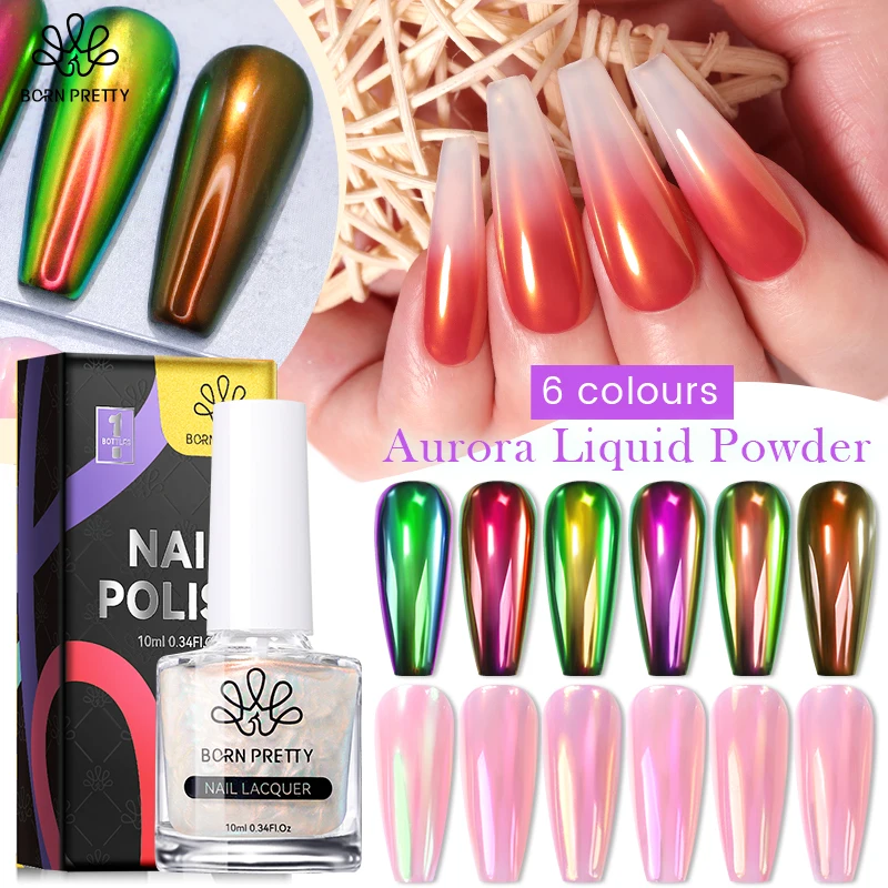 BORN PRETTY Liquid Chrome Powder Aurora Shell Mirror Pigment No Dust Metallic Effect Nail Varnish Nail Art Accessories