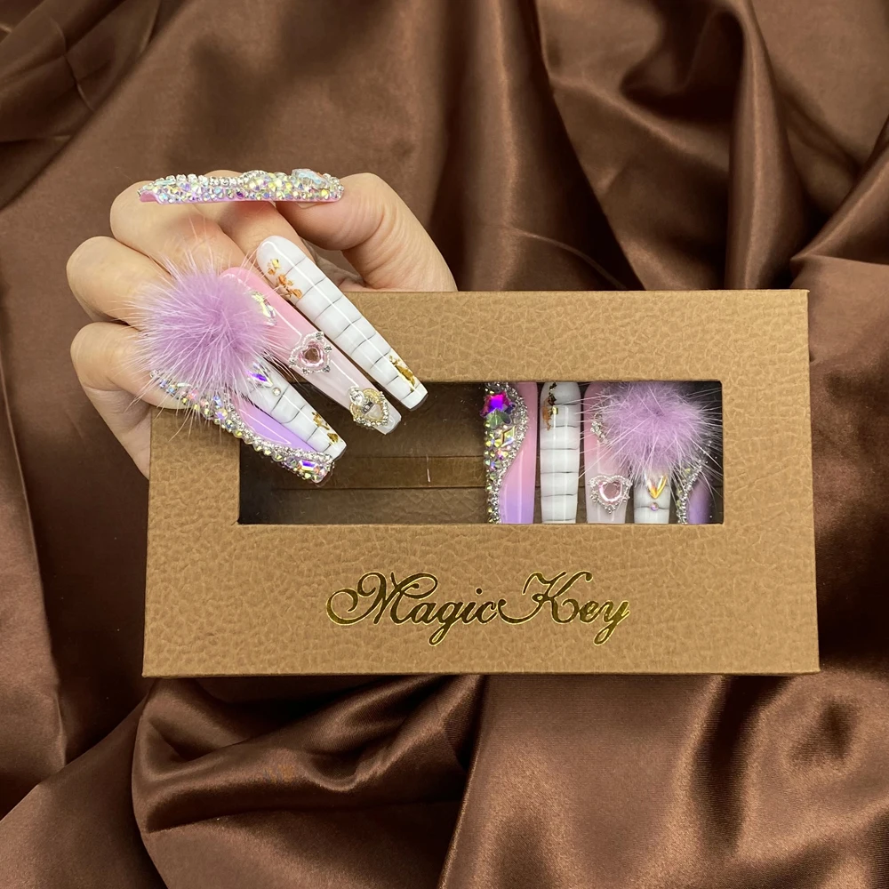 MagicKey гламурные ногти ручной работы для балерины во французском стиле 10 шт.