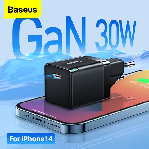 Зарядное устройство Baseus GaN с поддержкой быстрой зарядки, 30 Вт, USB C