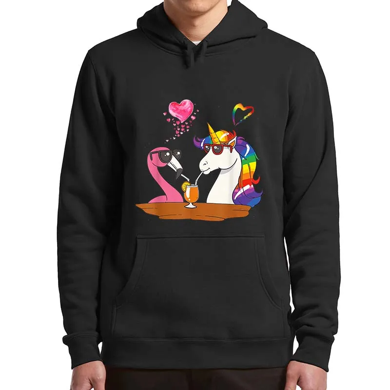 

Cute Flamingo And Unicorn In Sunglasses Hoodies Funny Flamingo Unicorn Lovers Men Women Clothing Oversized Hooded Sweatshirt