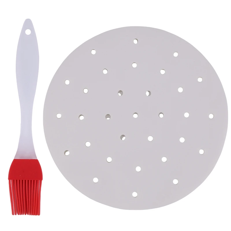 

100 упаковок, прокладки для фритюрницы, пергаментная бумага, 9 дюймов, антипригарная бумага для фритюрницы, предварительно вырезанная круглая перфорированная бумага