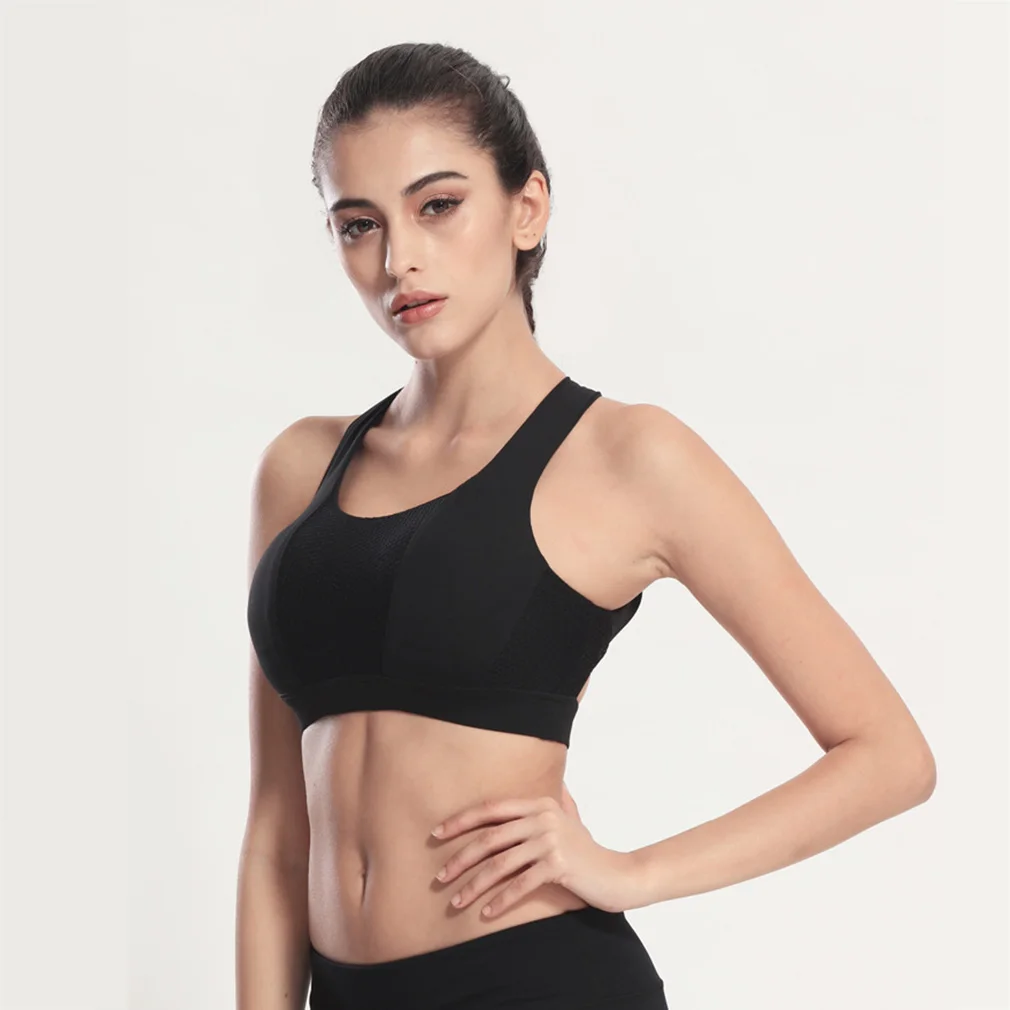 

2019 Women Breathable Sports Yoga Fitness Padded Bra Running Push Up Seamless Overlapping Top Bras In Stock