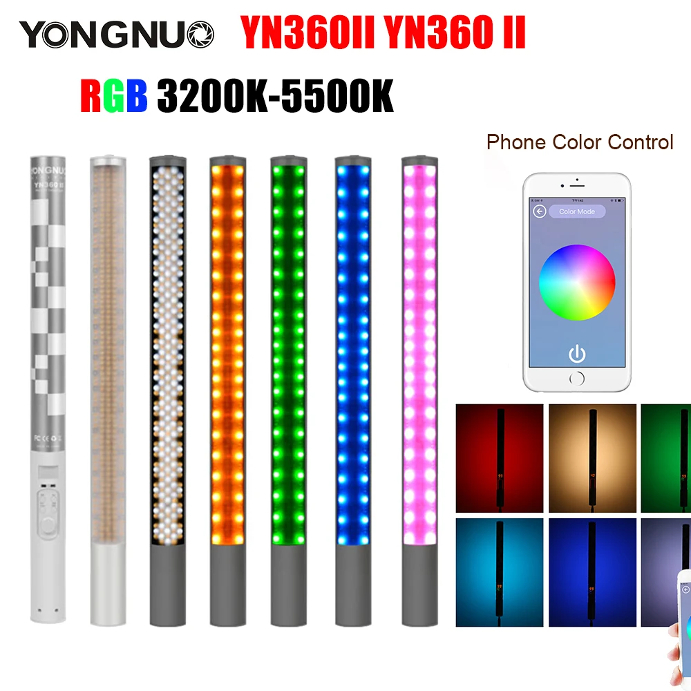 YONGNUO YN360II YN360 II светодиодный ручной штатив для видеосъемки 3200k-5500k RGB с встроенной литиевой батареей 5200 мАч YONGNUO YN360II YN360 II светодиодный ручной штатив для видеосъемки 3200k-5500k RGB с встроенной литиевой батареей 5200 мАч