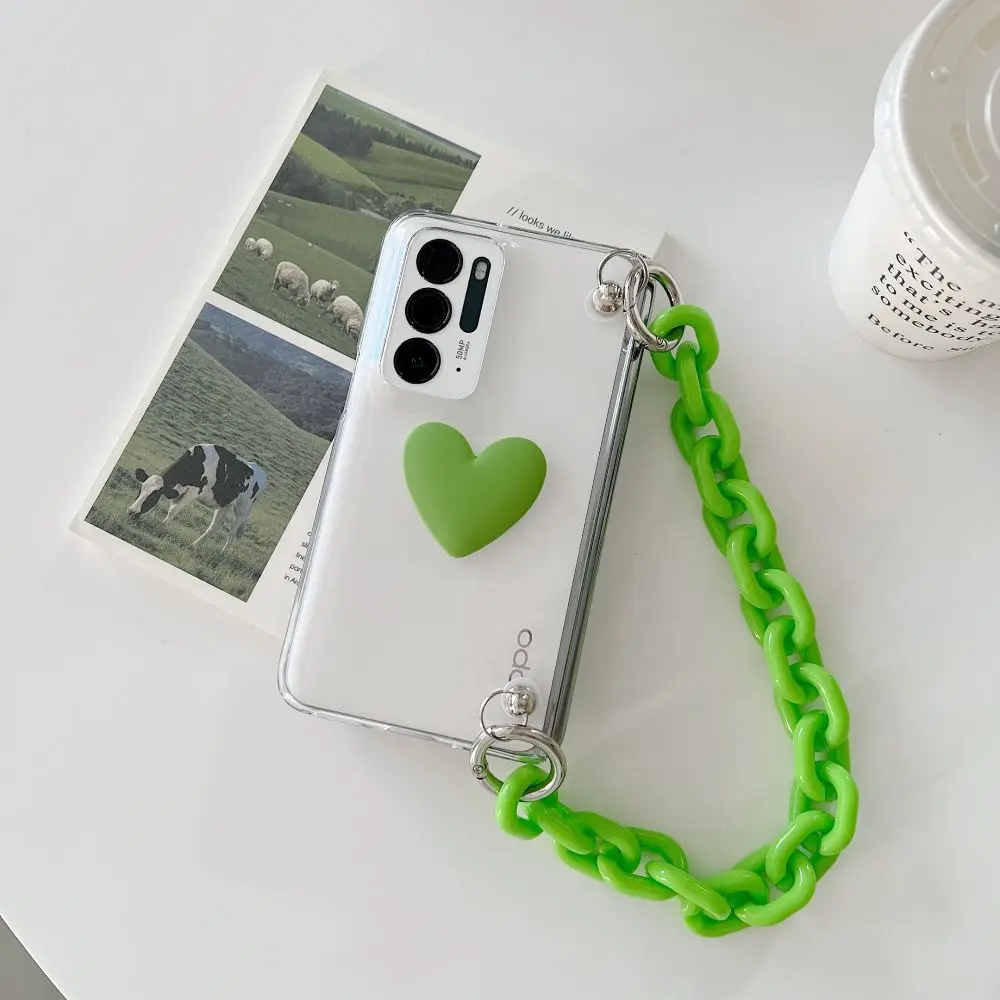 

For OPPO Find N 5G Case Transparent PC with Chain Strap Bracelet Ultra Thin Flip Hinge Case Shockproof OPPO Find N Cover for Gir