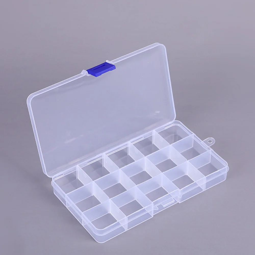 

10 Grids Adjustable Transparent Plastic Storage Box For Small Component Jewelry Tool Box Bead Pills Organizer Nail Art Tip Case