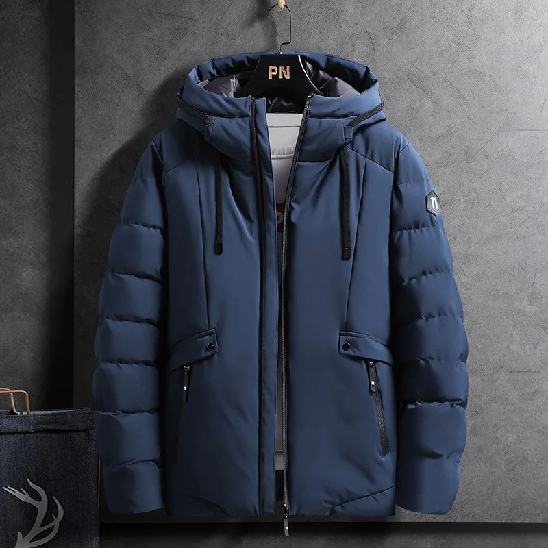 Fashion Winter Jacket Men Hoodied Parka Men Warm Windproof Coat Male Thicken Zipper Warm Jackets Mens Solid Down Coats M-4Xl