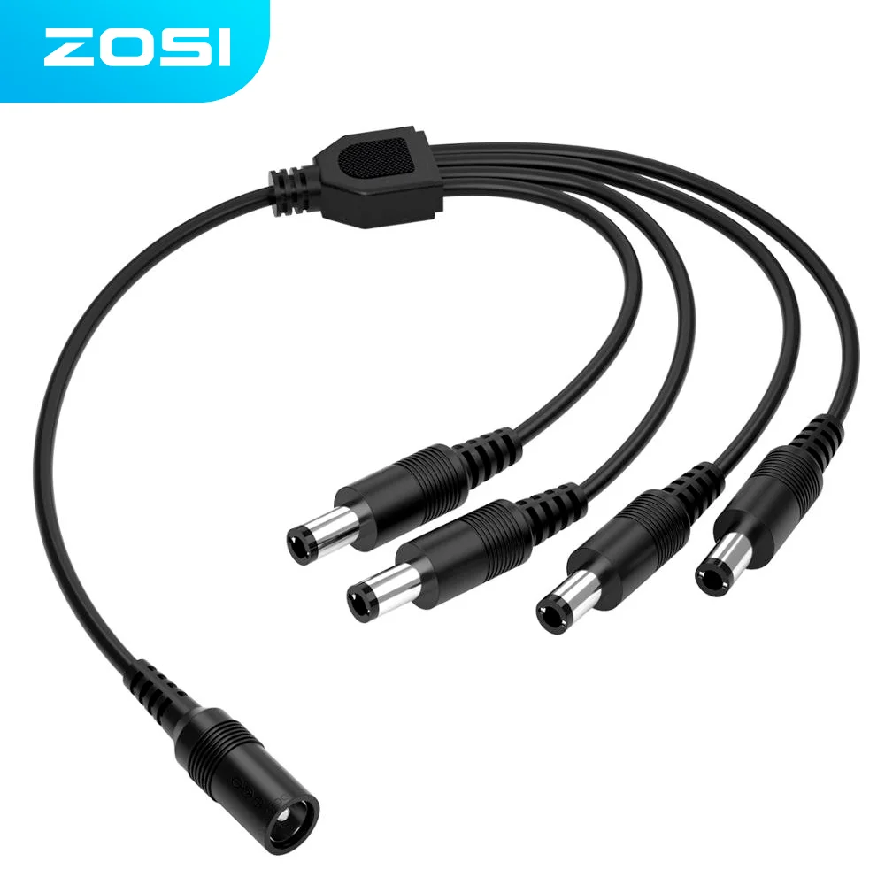 ZOSI BNC Connector Video Surveillance Video Recorder CCTV DVR 1-to-4 Power Cable Connection with Adapter Security Cameras