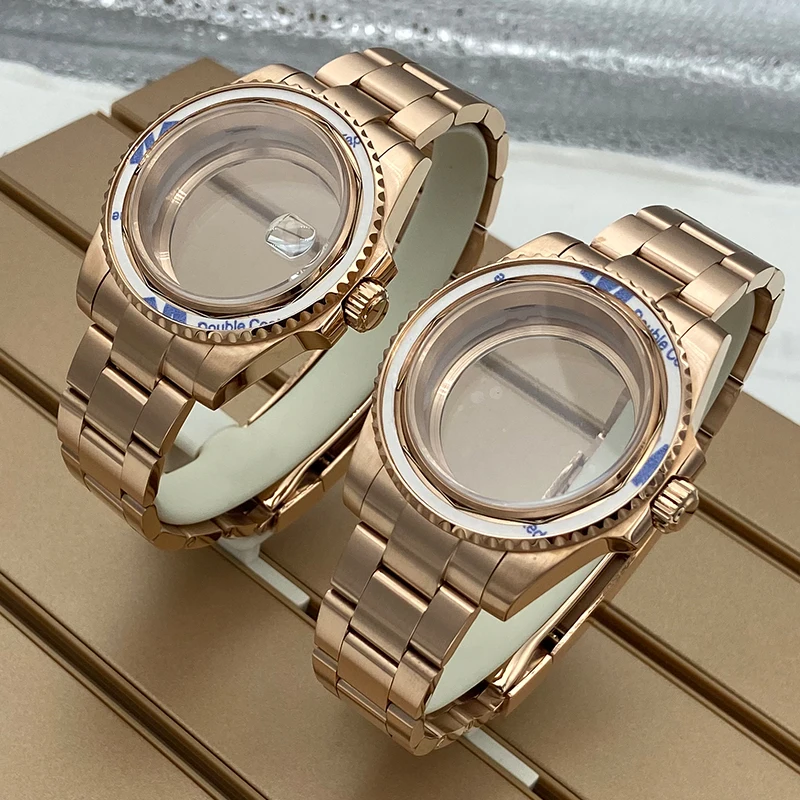 40mm Rose Gold Case 28.5mm Dial Nh35 Nh36 Eta 2824 Miyota 8215 Movement Sapphire Glass Men's Watches 20mm Strap Parts Submariner