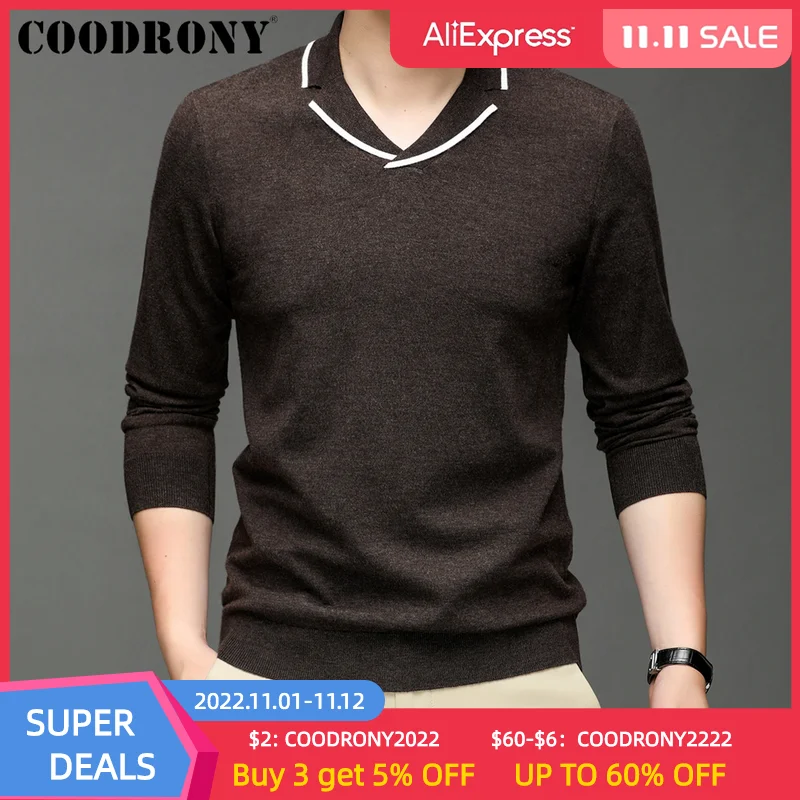 

COODRONY брендовая деловая повседневная мужская Модная приталенная одежда с вырезом на весну и осень, Новое поступление, вязаные свитера W1020