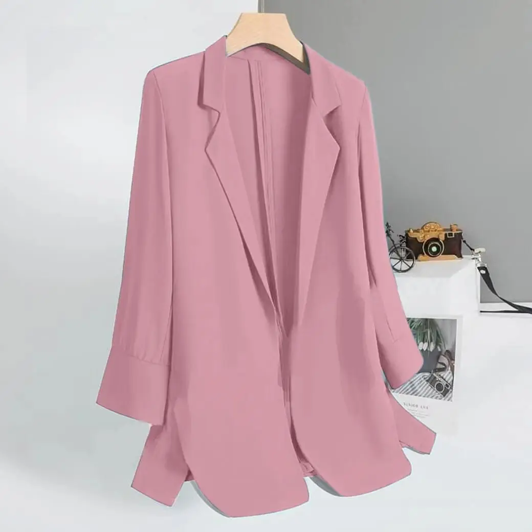 2023 Basic Women Blazer Coat Lightweight Brand New Summer Female Loose Tops Cardigan Office Lady Streetwear Clothing