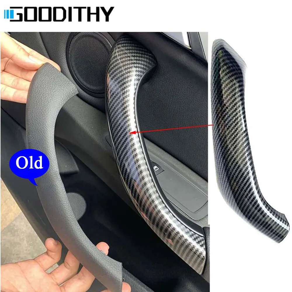 Купи Car Interior Carbon Fiber Left Right Door Pull Handle Outer Cover Panel Trim Replacement For BMW X1 X2 F48 F49 F39 2016-2020 за 746 рублей в магазине AliExpress