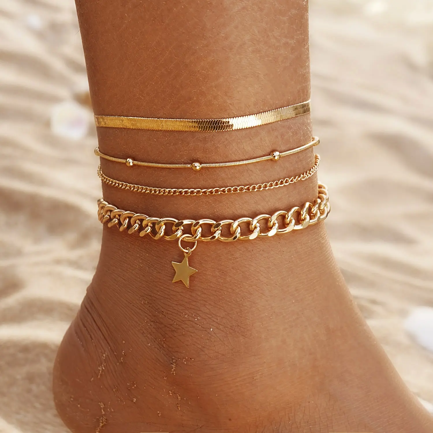 Ножной Браслет В Европейском И Американском Стиле Ретро С Простыми Рисовыми