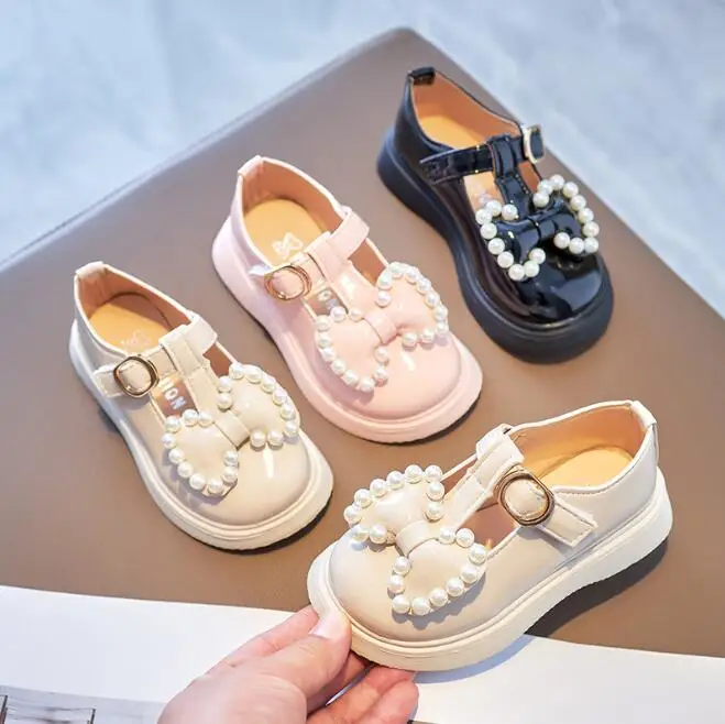 

New Baby Girls Sandals Children Shoes Princess Wedge Sandals Fashion Leather Sandals for Girls Bow Non-slip Low Heels