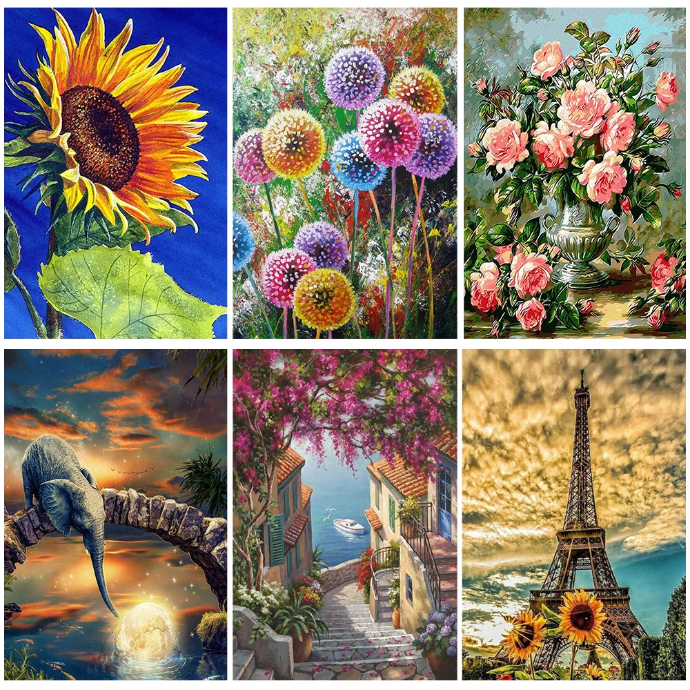 

Miaodu 5D DIY Diamond Painting Flower Dandelion Full Round Mosaic Landscape Embroidery Rhinestone Pictures Home Decor Gift