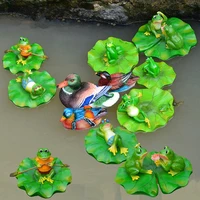 creative resin floating frog statue turtle fish pond fountain water lotus ornament crafts for home desk garden decor