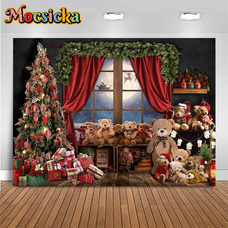 Mocsicka Рождественские украшения фон для фотосъемки Рождественская елка плюшевый