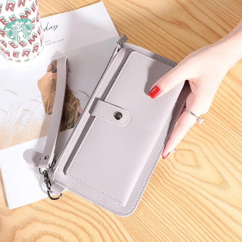 

Women Wallet Fashion Solid Color Coin Purse Multifunctional Cowhide Female Long Women Purses Zipper Card Holder