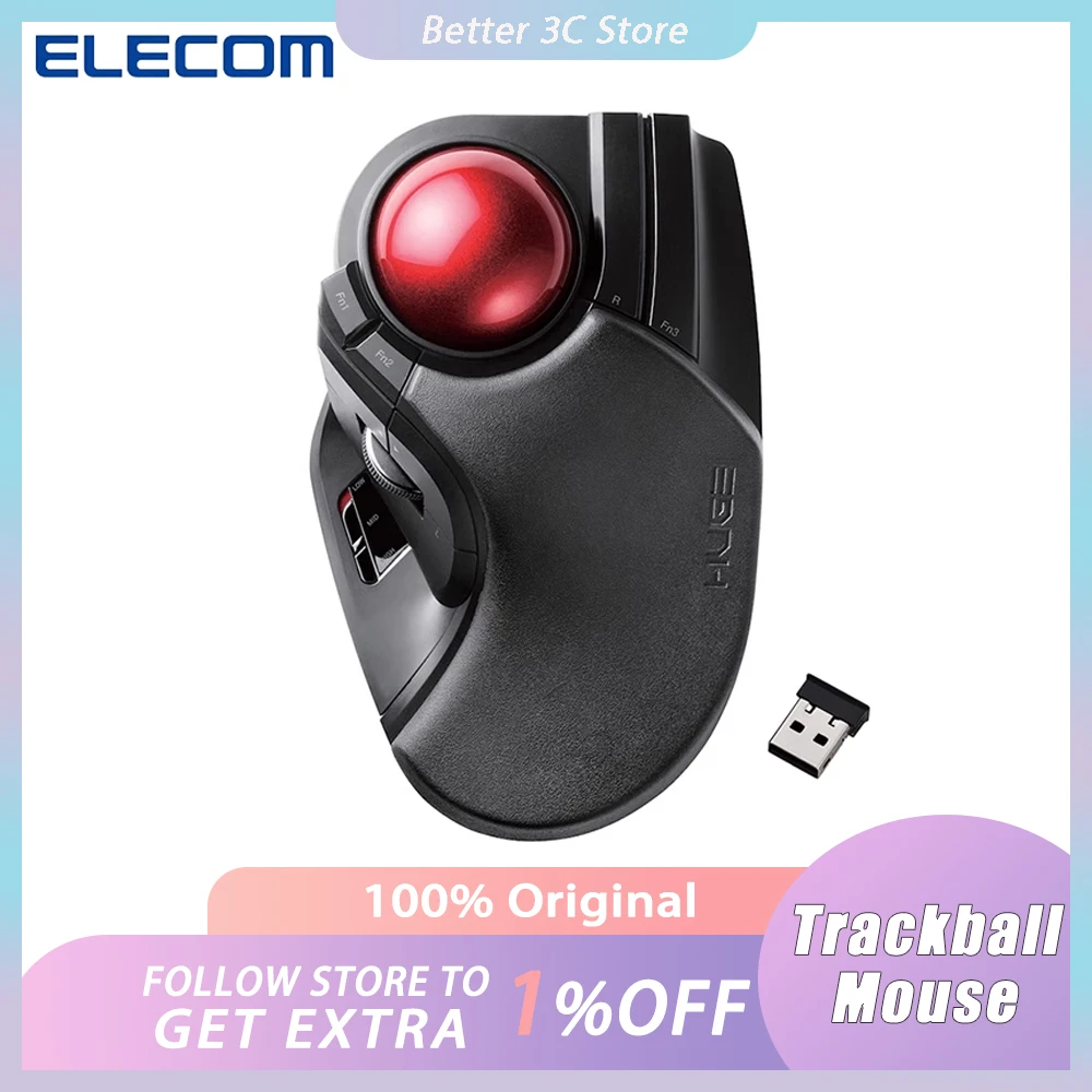 Эргономичная вертикальная мышь ELECOM трекбольная беспроводная 2 4G 10