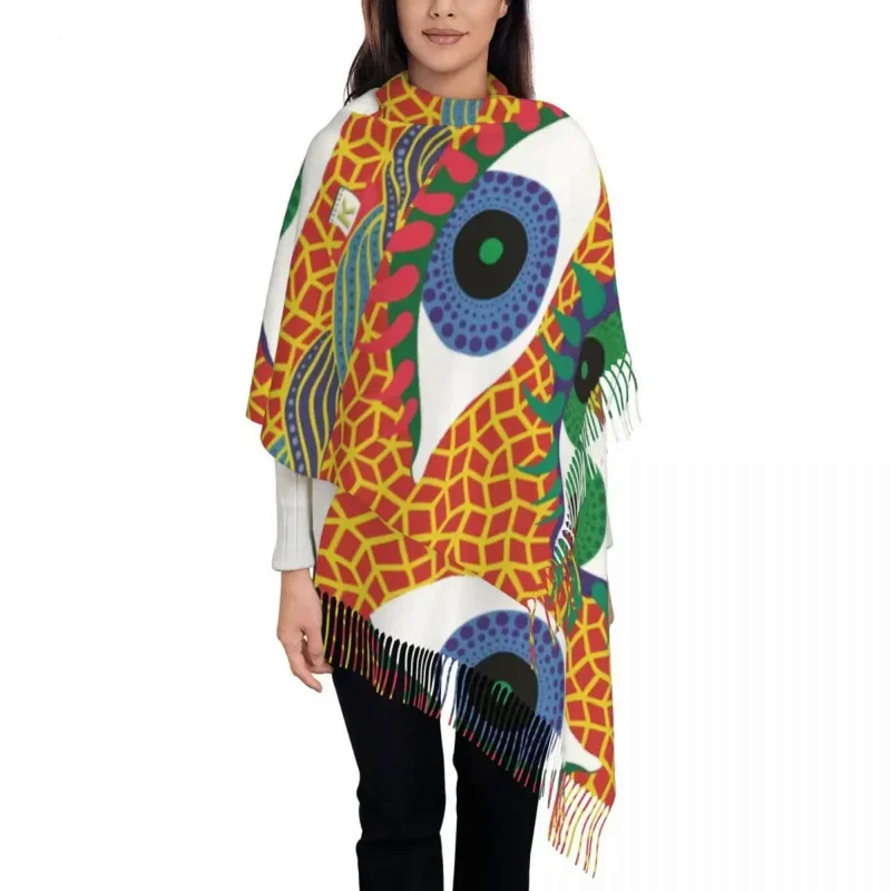 

Two Eye Yayoi Kusama Wraps For Women Winter Warm Large Soft Scarf Polka Aesthetic Pashminas Shawl Scarves